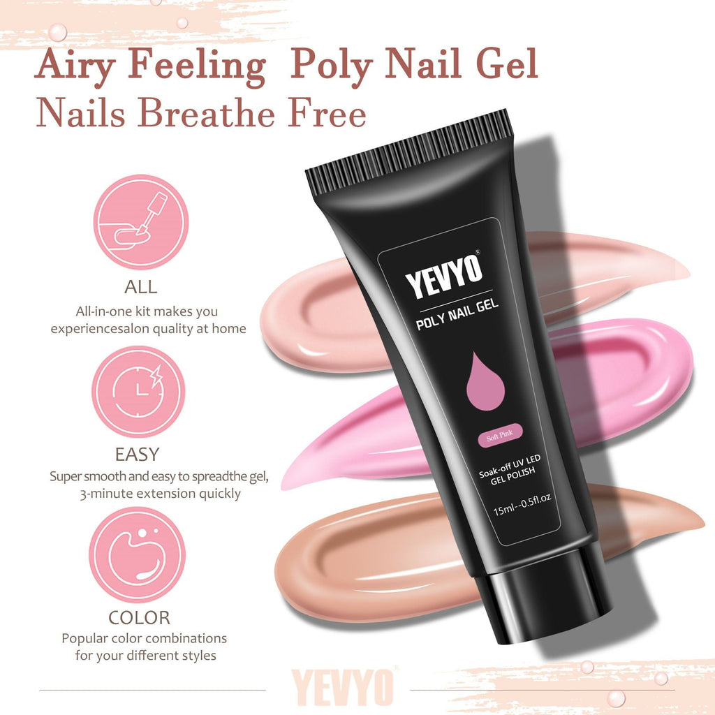 Poly Gel Nail Kit, Poly Nail Gel Kit with UV Lamp for Beginners with Everything, Gel Extension Nail Kit with Slip Solution